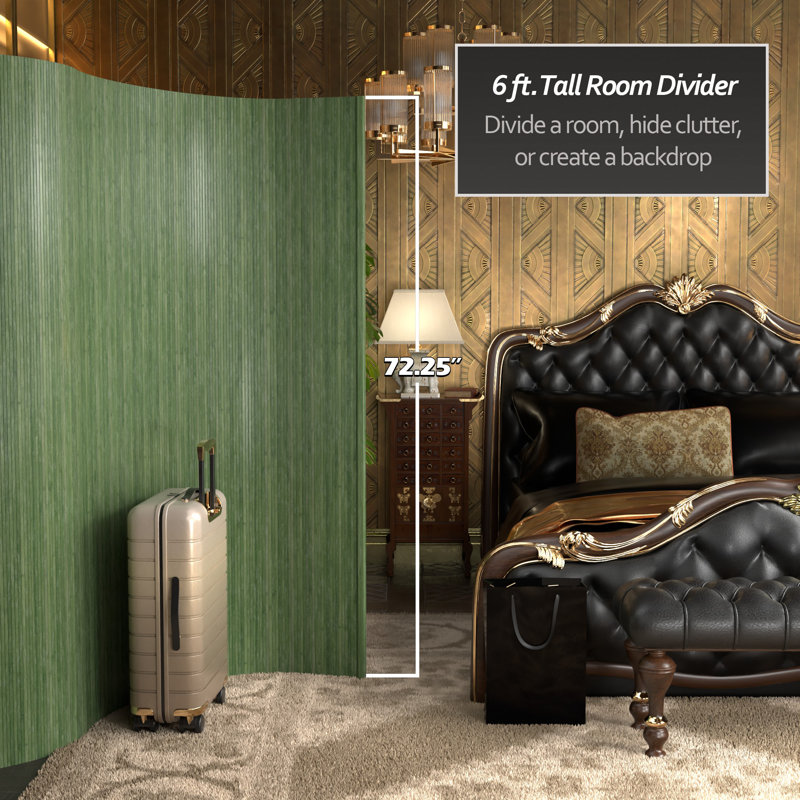 Siena Rolling Bamboo Room Divider, 6 ft. Tall, Sage