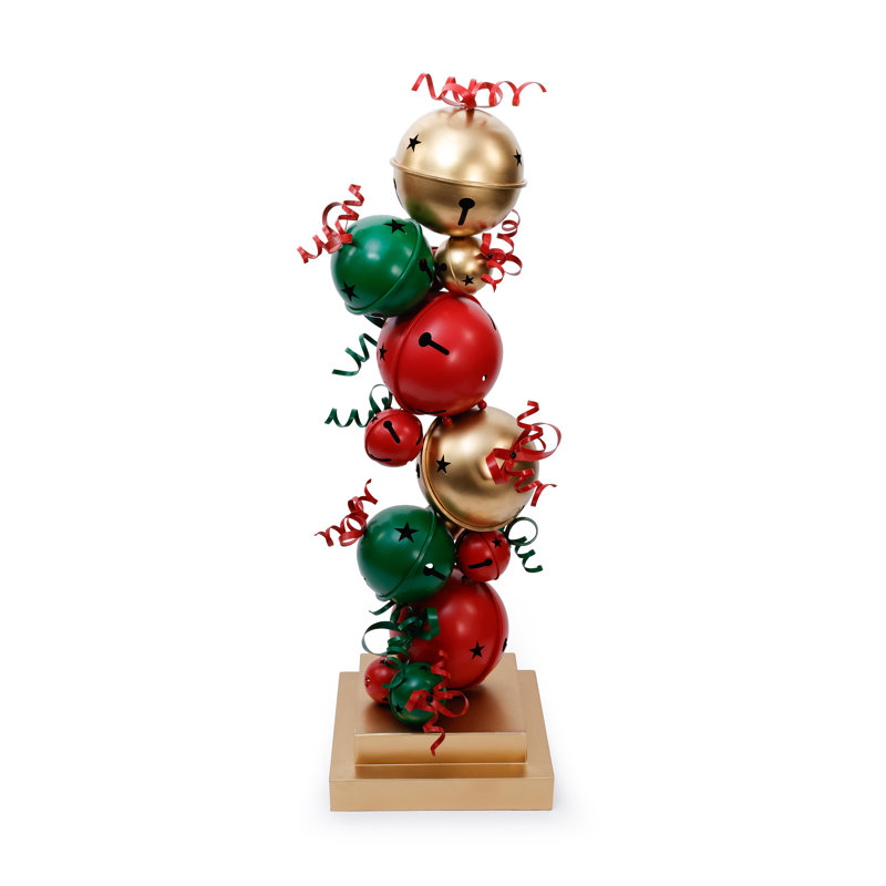 Décoration de table de Noël en métal, clochettes empilées, 122 cm (48 po)