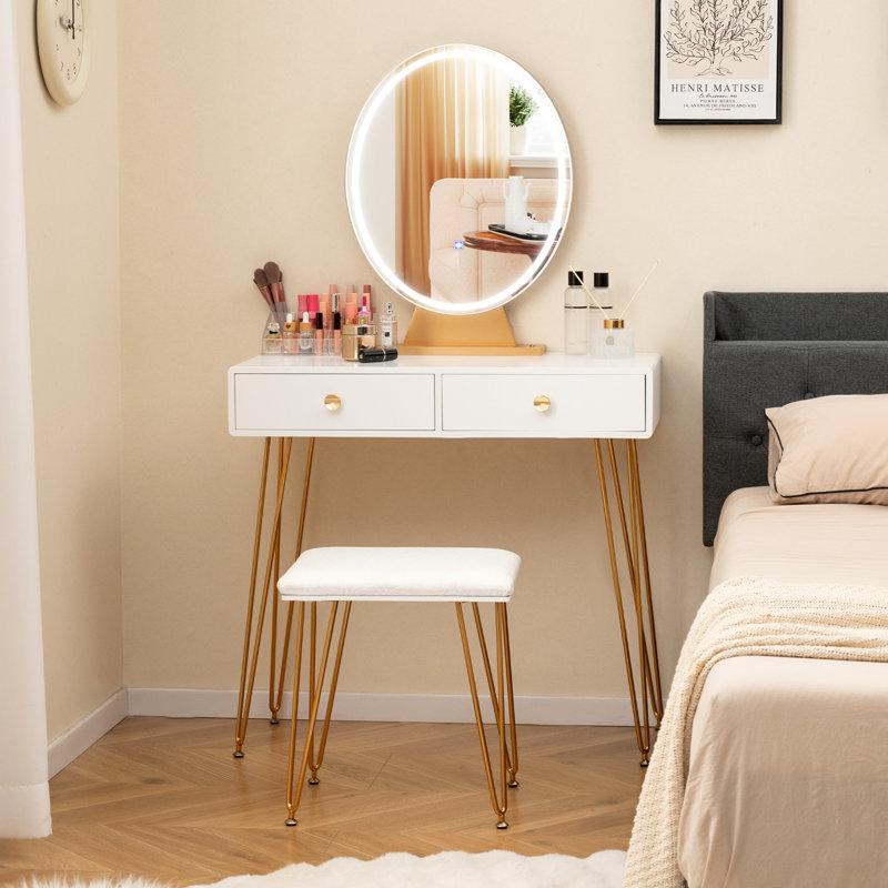 Dressing Table, White/Gold