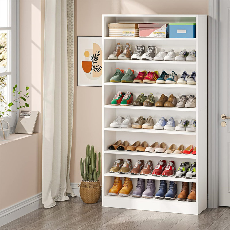 31.49" Width White Shoe Cabinet, White