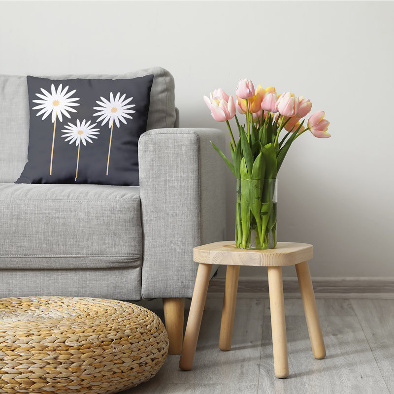Coussin décoratif à imprimé floral, Poivre, 26 po x 26 po
