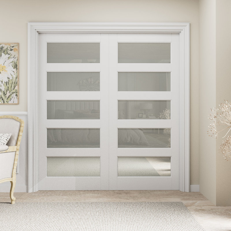 Intérieur double porte à dalle 80 / 96H 5 ’‘ 5-Lite, 72 po x 96 po