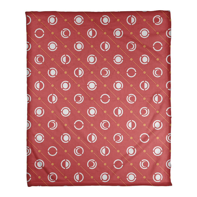 Couverture polaire moon phases, l 50 po x L 60 po, Rouge / accent jaune