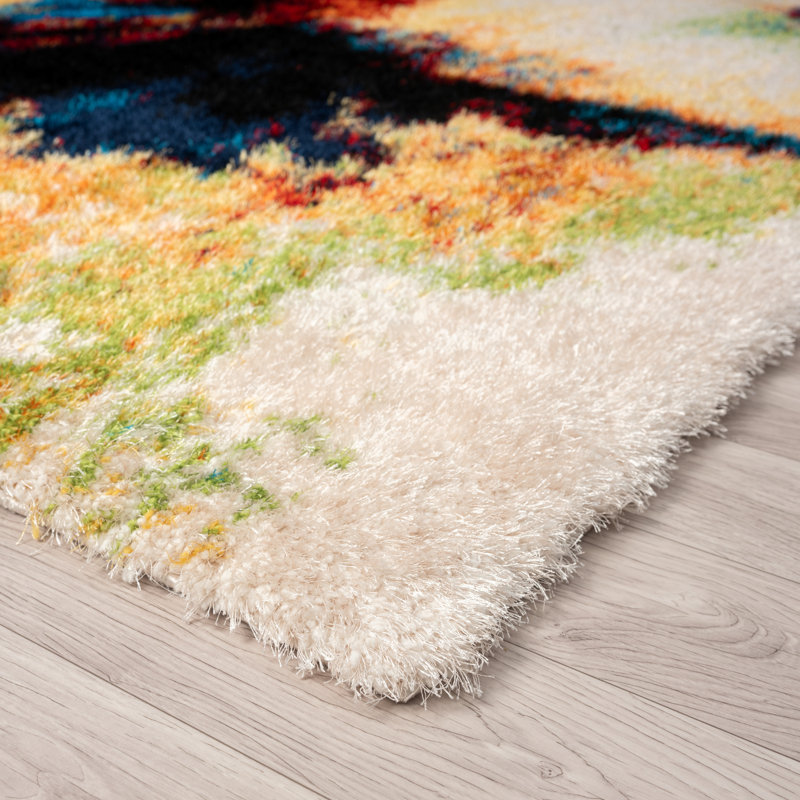 Abstract Area Rug in Beige, Rectangle 7'7" x 9'7"