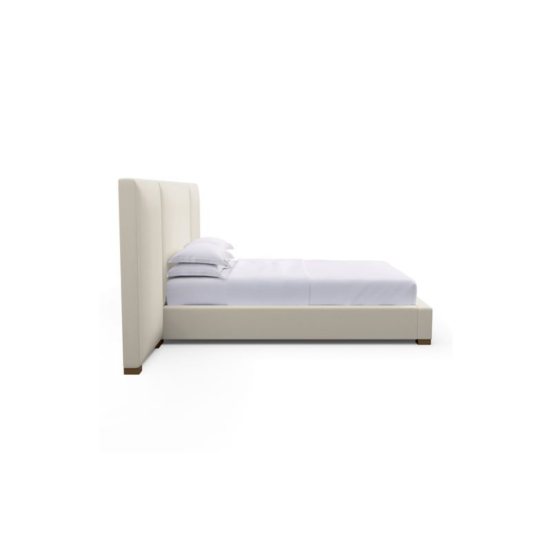 Prospect Upholstered Bed, Plush Velvet Blanc, King, Weathered
