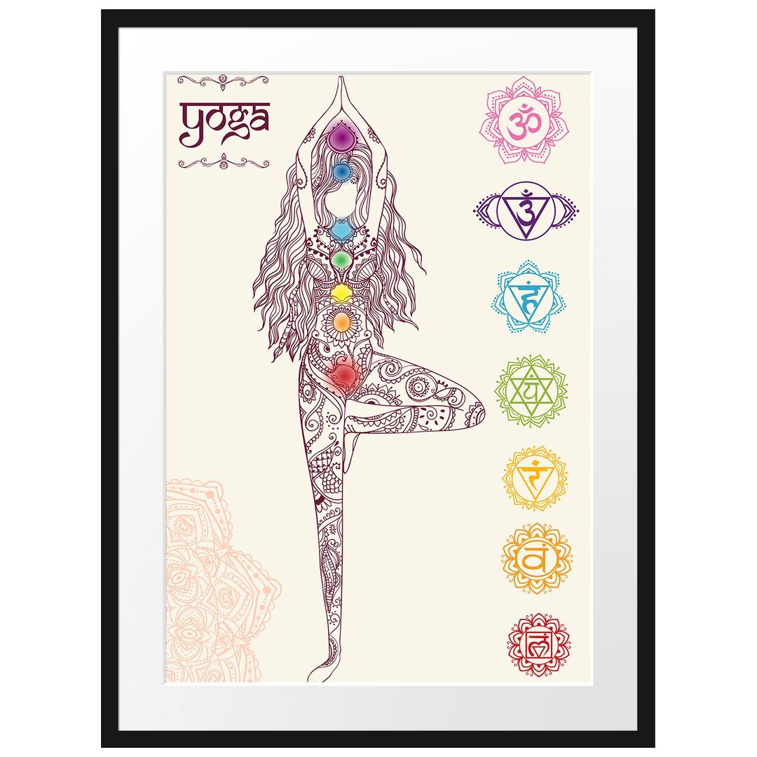 Yoga Figur in Baumhaltung Gerahmtes Poster