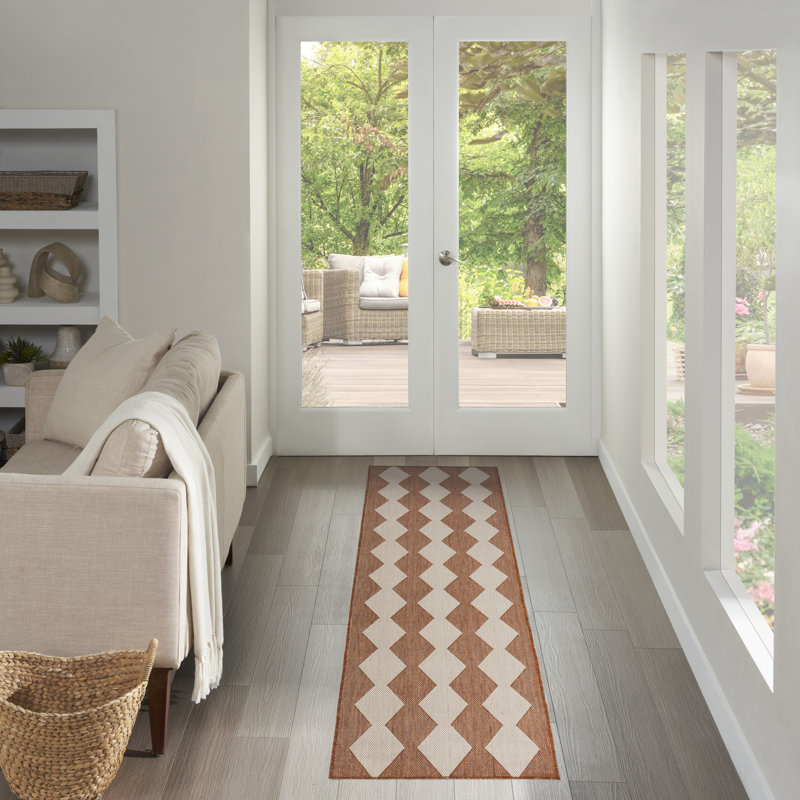 Positano Indoor/Outdoor Area Rug, Runner 2'2" x 8', Brown