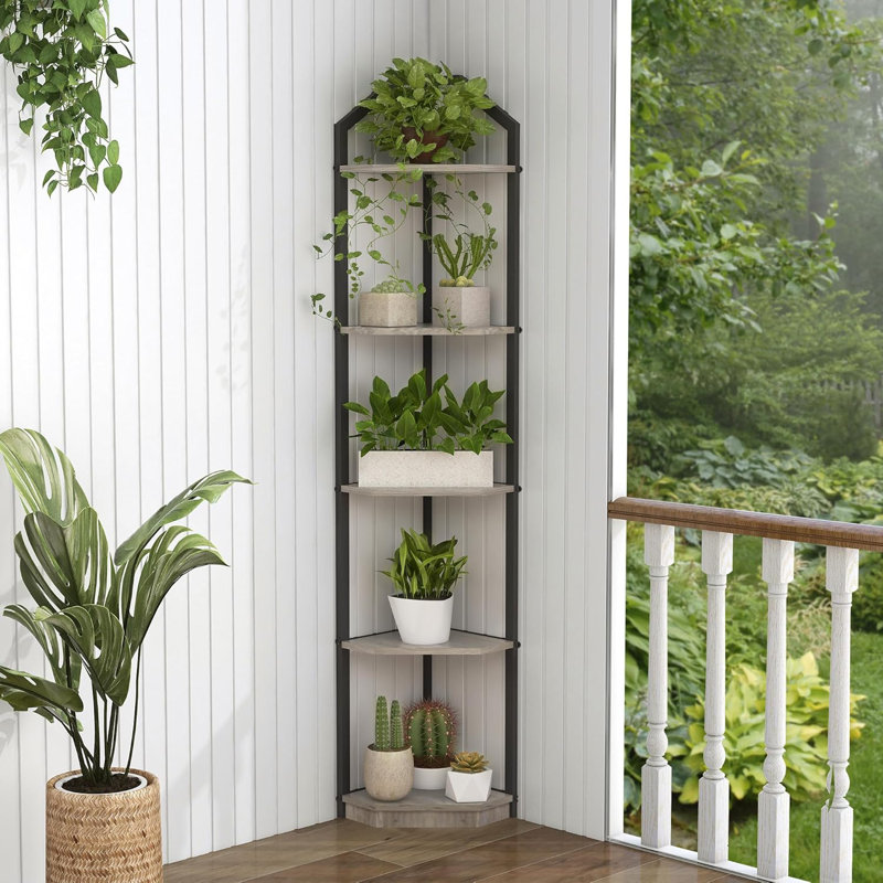 Grey 5 Tier Corner Shelf, Gray