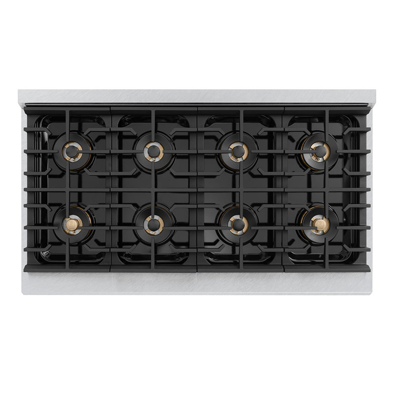 ZLINE 48 in. 6.7 cu. ft. Paramount Gas Range W/ 8 Burner DuoPro Cooktop and Dual Ovens in Satin Stainless Steel W/ White Matte Doors