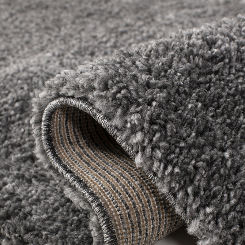 Brittney Performance solid color shag rug, Rond 3 pi, Grey