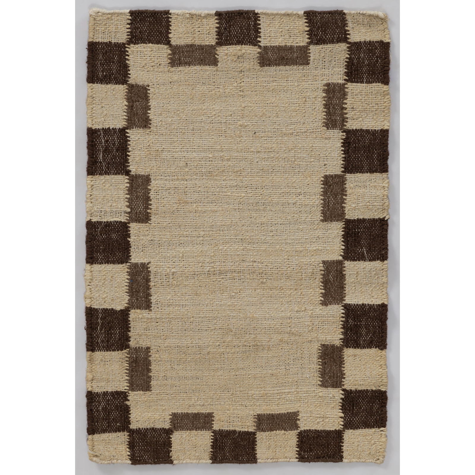 Heidi Flatweave Jute Checkered Scandinavian Rug, 2'x3', Brown