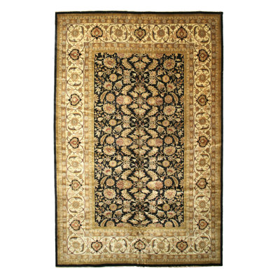 Tapis noir en laine noué à la main Brickey