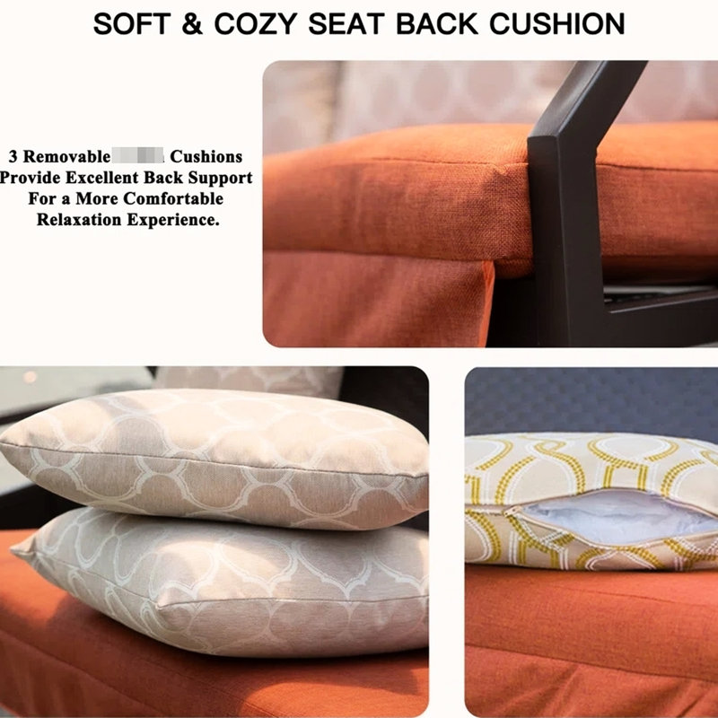 Balançoire pour 3 personnes: auvent réglable, crochet à ressort, coussins pour le jardin extérieur, balcon, balançoire avec tables d'appoint pliables et élastiques