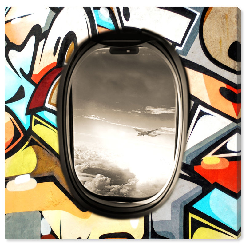 Avion Street Art - impression, H 12 po x l 12 po, Toile tendue