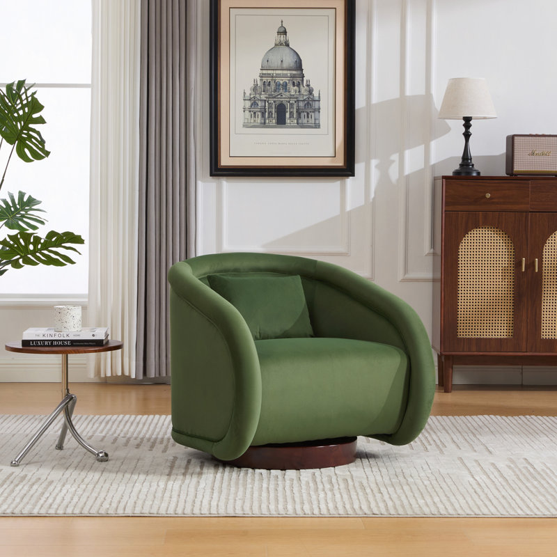 Fauteuil d'appoint pivotant en velours Leda, Green