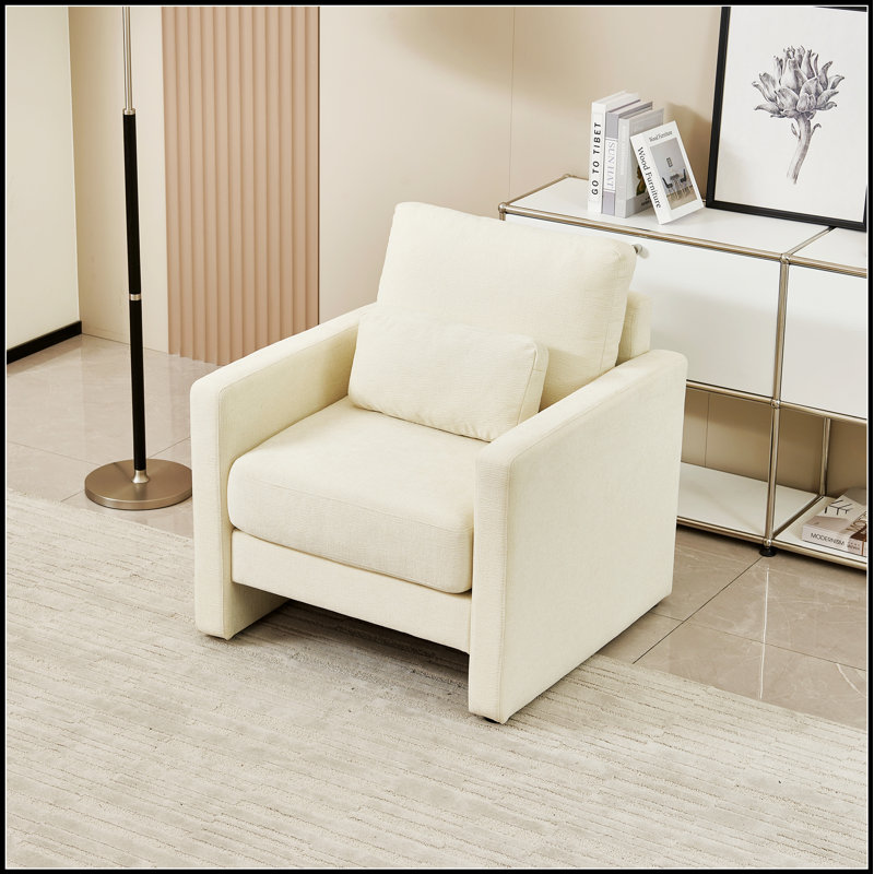 Chaise d'appoint moderne avec revêtement en chenille, structure en bois massif pour le confort du salon, de la chambre à coucher et du bureau