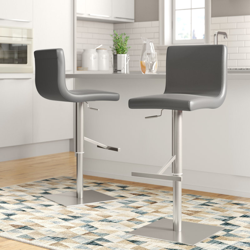 Folkston Upholstered Adjustable Height Counter Stool, Grey