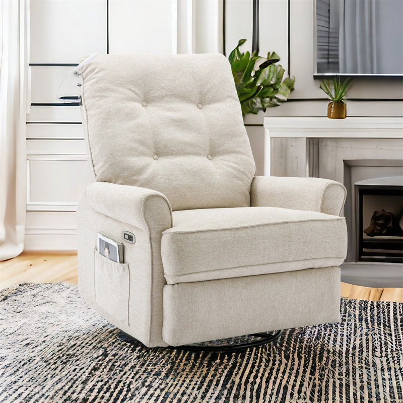 Fauteuil inclinable Ezzidi, Mélange de lin crème