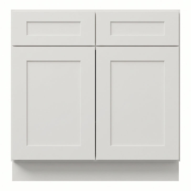Armoire de base 36 po blanc doux prêt à assembler avec portes en bois massif et tiroirs à queue d'aronde