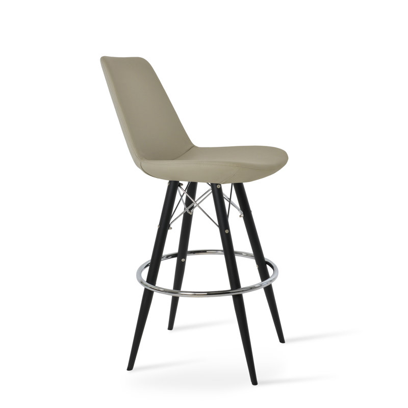 Tabouret de bar Eiffel, Noir, Gris clair, Tabouret de comptoir (siège d'une hauteur de 24 p