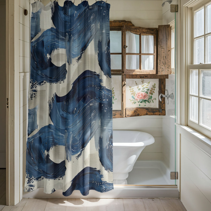 Rideau de douche Blue Stripes - Premium, H 74 po x l 71 po
