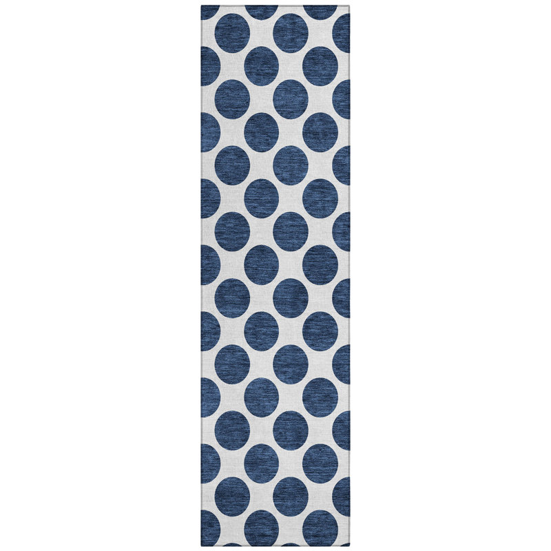 Chayden Washable Polka Dots Indoor / Outdoor Rug, Runner 2'3" x 7'6"