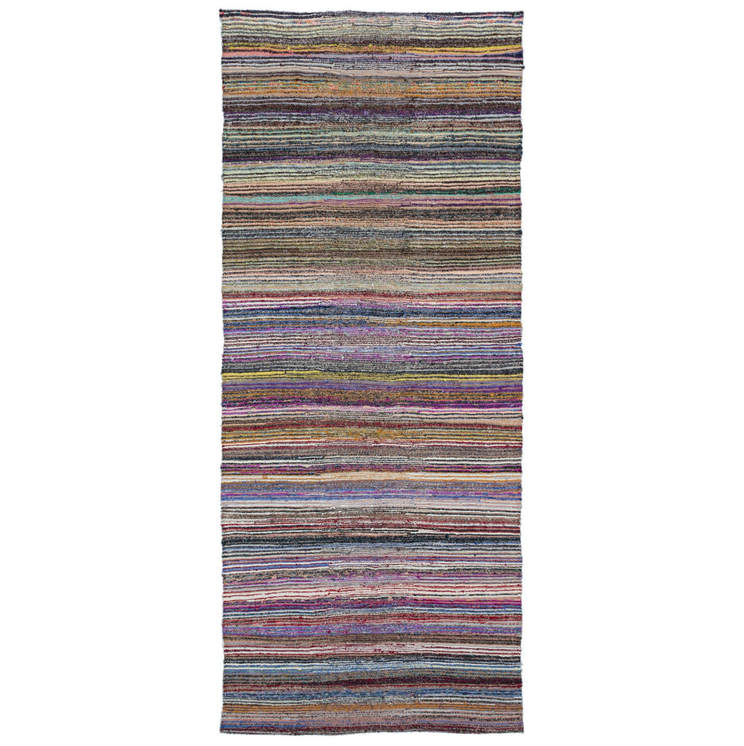 Girit Beige Striped Wool Handmade Area Rug