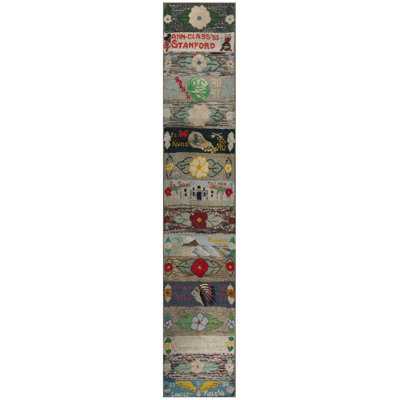Antique American Hooked Rug Hallway Runner Wool Gray