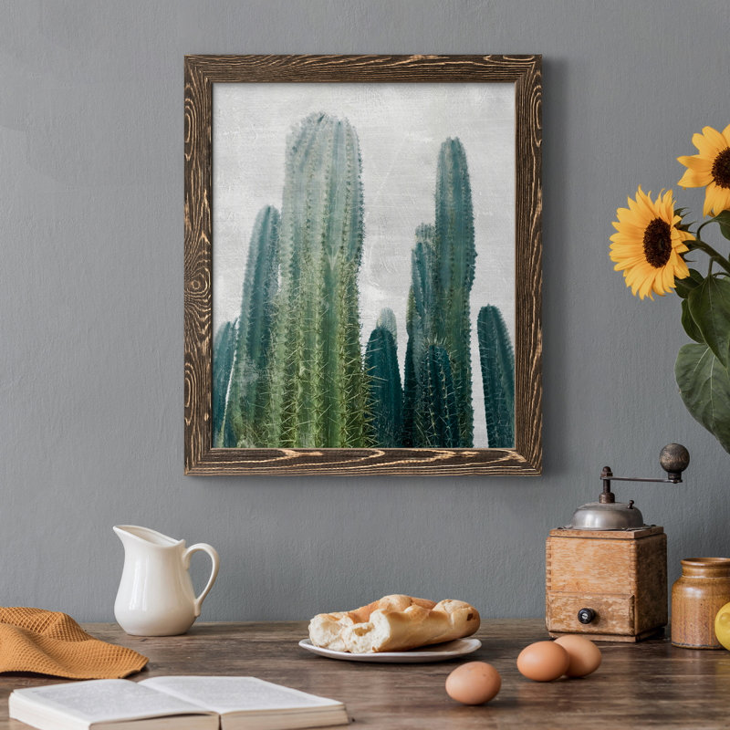 Aruba Cacti I - cadre photo, impression sur toile, H 44 po x l 31 po x P 1 po, Noyer