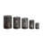 Set of Five Dark Brown Pierced Geometric Metal Tabletop Hurricane Candle Holders