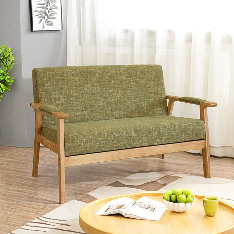 Causeuse Janyha, Mélange de coton vert olive