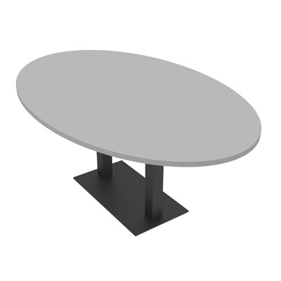 6 Person Oval Shaped Conference Table with Double Base