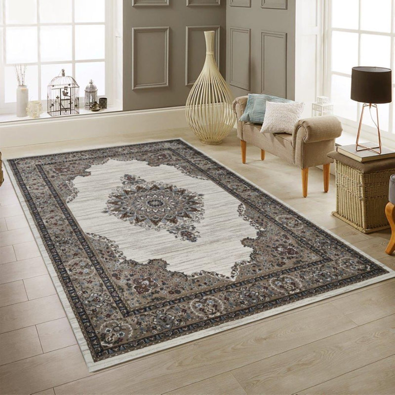 Sutphin Collection Medallion Transitional Area Rug, Cream, Rectangle 10' x 14'