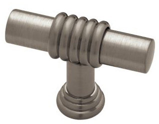 (Paquet de 5) Poignée barre annelée 1-9 / 16 pouces Geometrics nickel brossé
