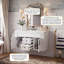 Meuble-lavabo moderne français 36 po avec lavabo intégré en céramique, armoire flottante en bois massif avec 2 tiroirs (blanc / noir / gris / bleu)-131281704