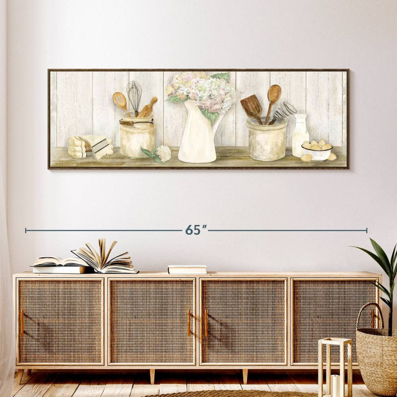 Panneau de cuisine rétro, 57 po x 19 po, Cadre flottant noyer