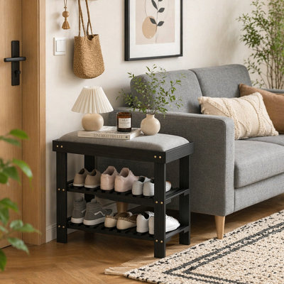 Shoe Organizer,Shoe Storage Bench,3-Tier Entryway Bench