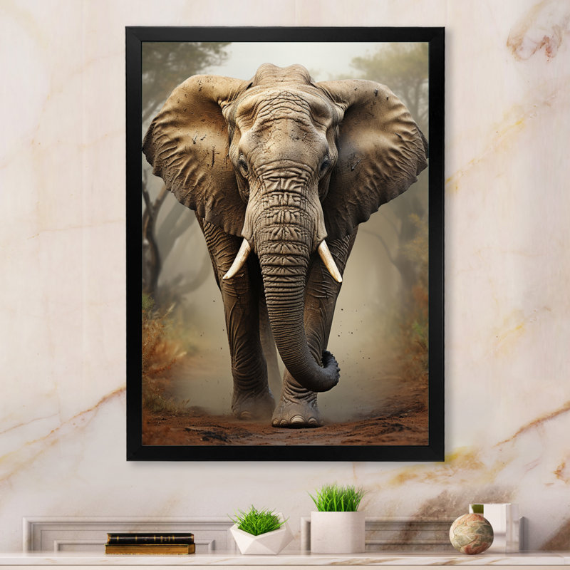 African Elephant Race Elegance II - Animals Canvas Art Print, Cadre photo noir, H 40 po x l 30 po x P 1,5 po
