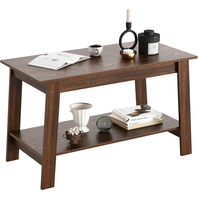 31.5 Inch Coffee Table with 2-Tier Storage, Modern Industrial Rectangular Living Room Table, Compact MDF & Particle Board Build, Durable & Easy Assembly, Ideal for Apartments & Offices