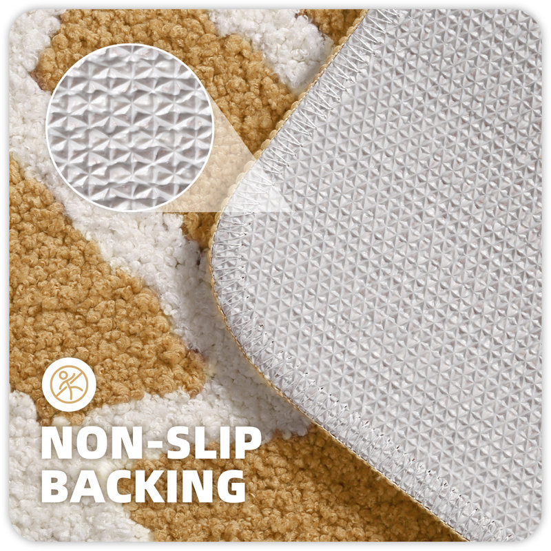Dorwin Microfiber Non-Slip Bath Rug, 0.7" H x 30" W x 20" D, Khaki
