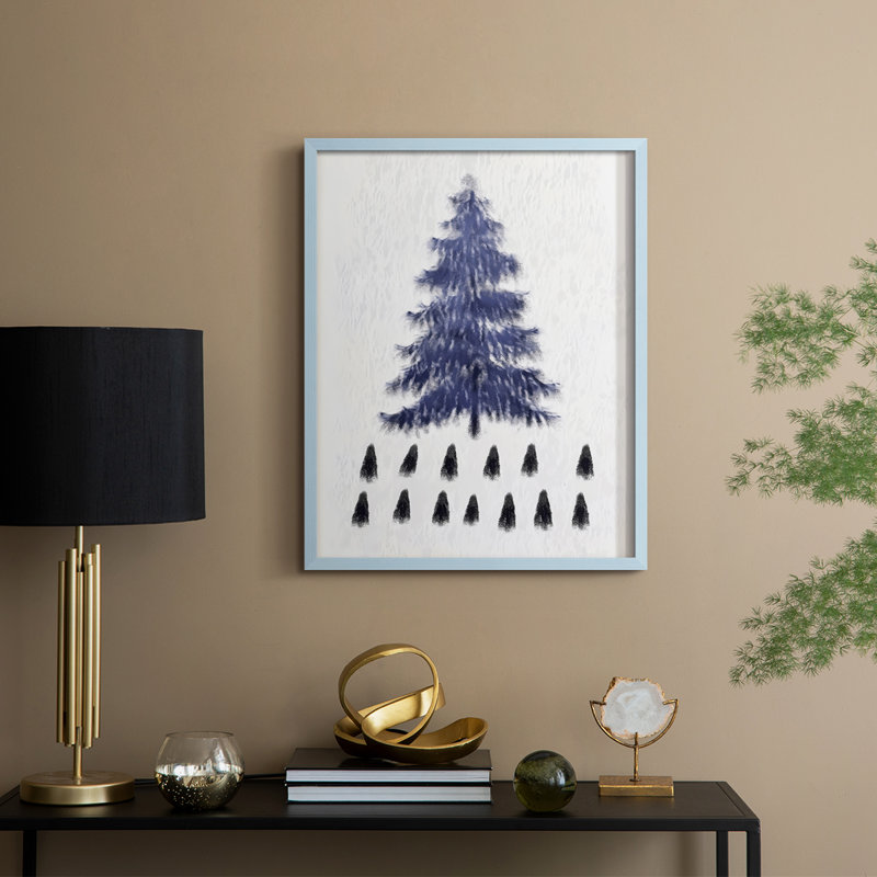 Reproduction encadrée - bois massif, H 11 po x l 9 po, Bleu