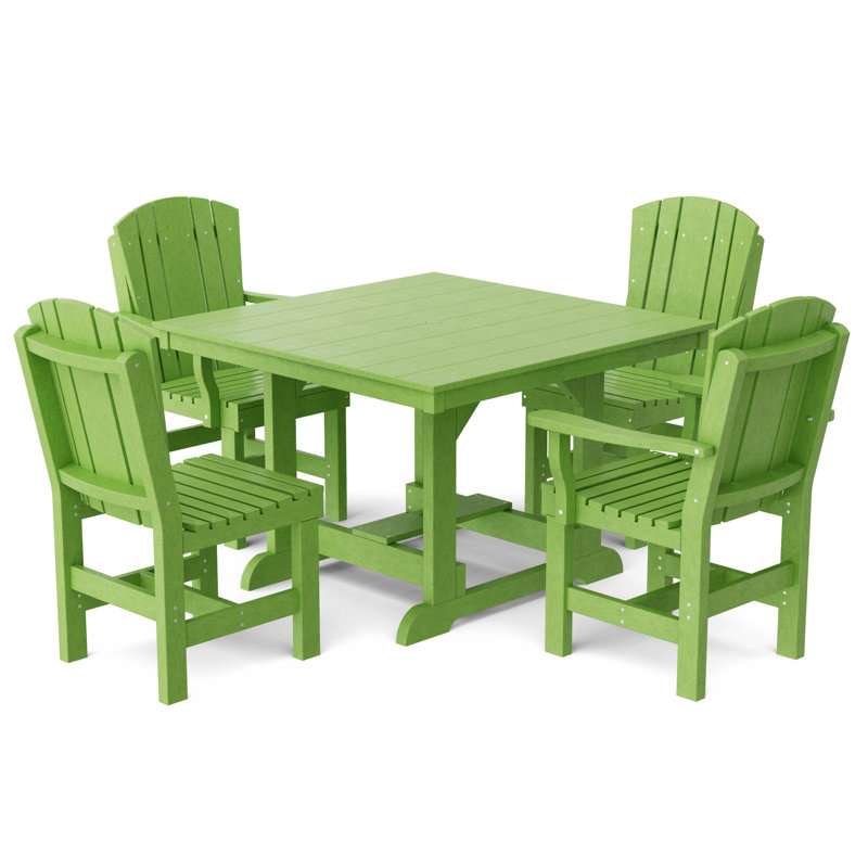 Heritage 5-Piece 44" x 44" Dining Set, Lime Green
