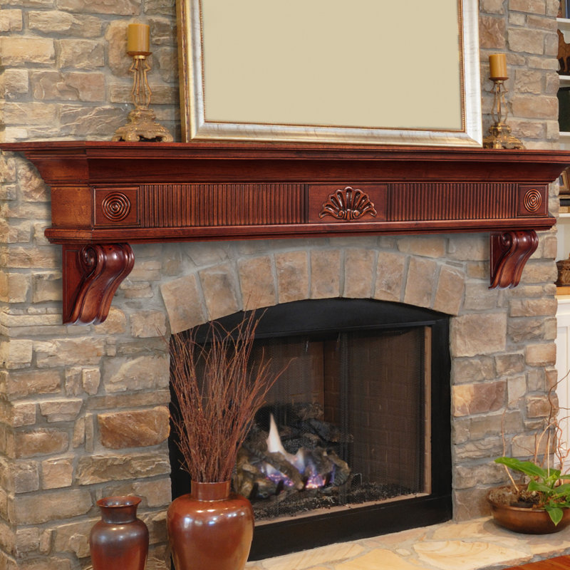 The Devonshire Fireplace Mantel Shelf, Cherry Distressed, 60"