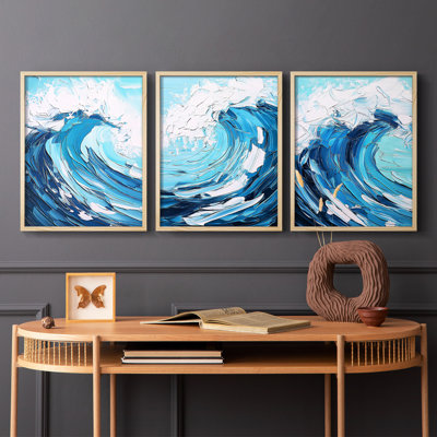 Sea and Shore  Series  VII  -Set Of 3 Framed Giclee Prints -Ready to Hang