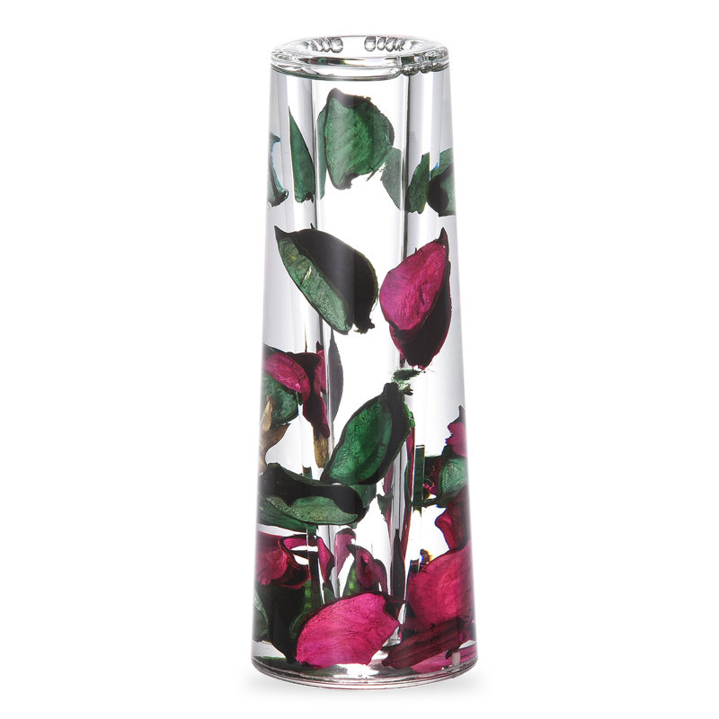Acrylique liquide 3D flottant mouvement cylindrique ovale vase à fleurs Boutique décoration florale rouge feuille verte