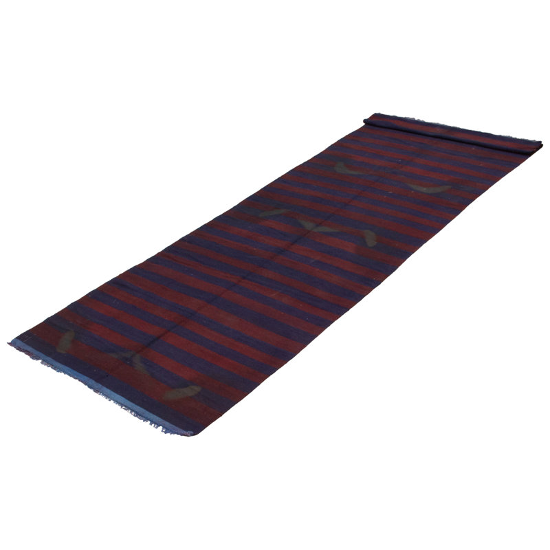 Transition de couleur bleu marine Kilim 4 pi 3 po x 13 pi 2 po