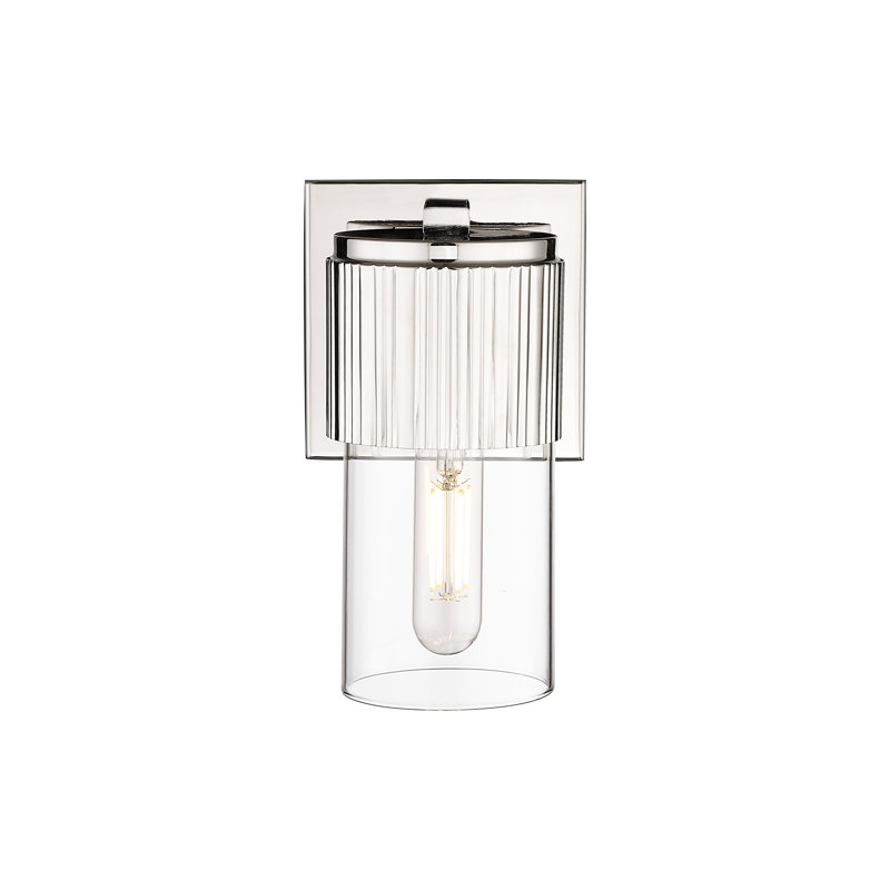 Applique murale 1 lumière 12 "Bolivar, Transparent, H 7,5 po x l 5,1 po x P 4 po, Nickel poli
