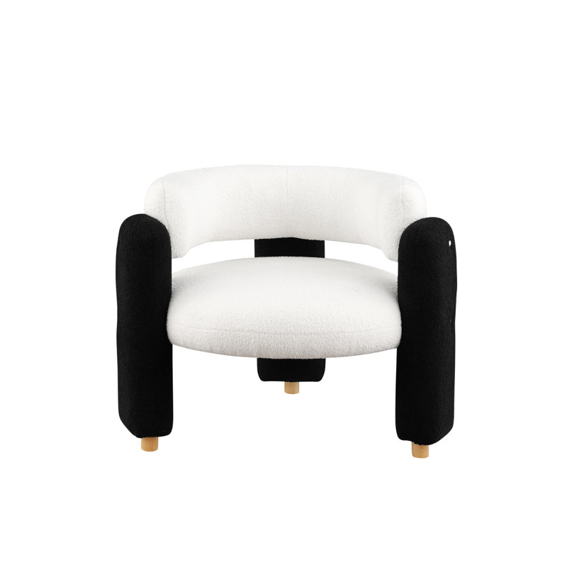 Fauteuil d'appoint rembourré en tissu Chetanna, Blanc / tissu noir