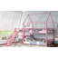 Lit superposé double en métal avec escalier de rangement, glissière, rails de sécurité, rose-1586324447