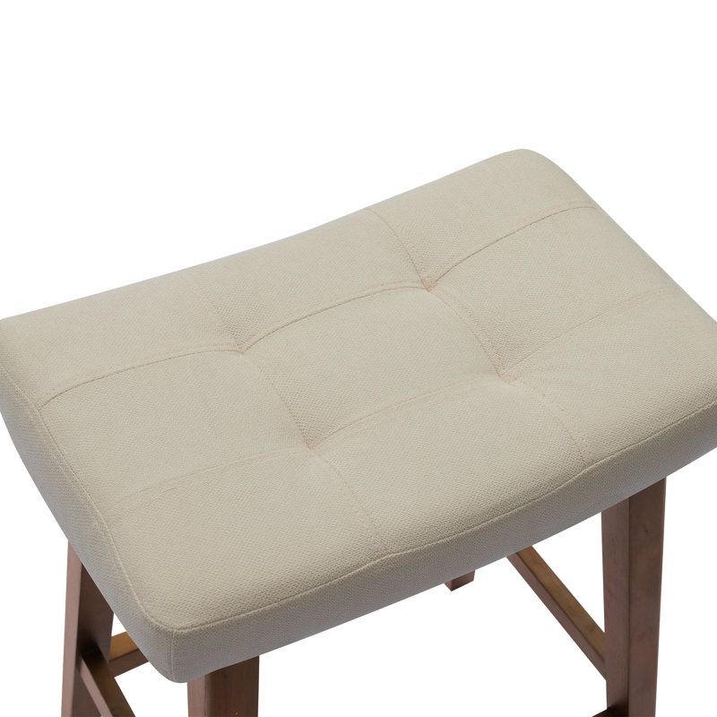 Tabourets de bar extra larges 19,7 po, Siège en lin beige / structure brune